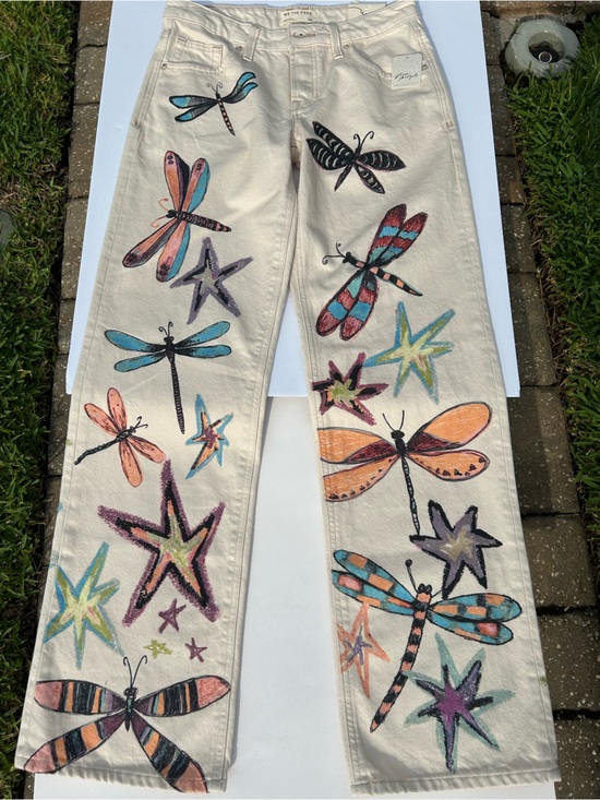 We The Free Denim - NWT🌷Free People We The Free Tennessee Dragonfly Printed Low Rise Denim Jeans